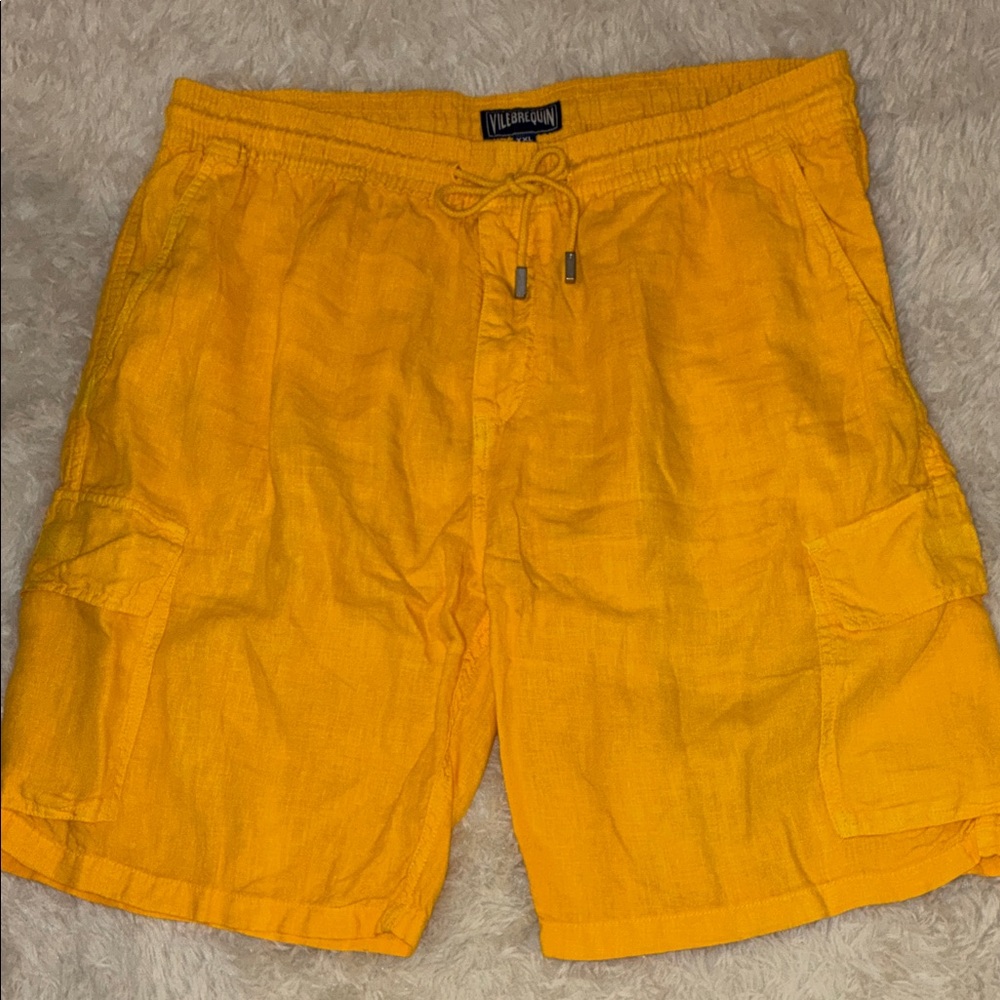 Vilebrequin Yellow Linen drawstring shorts XXL $159